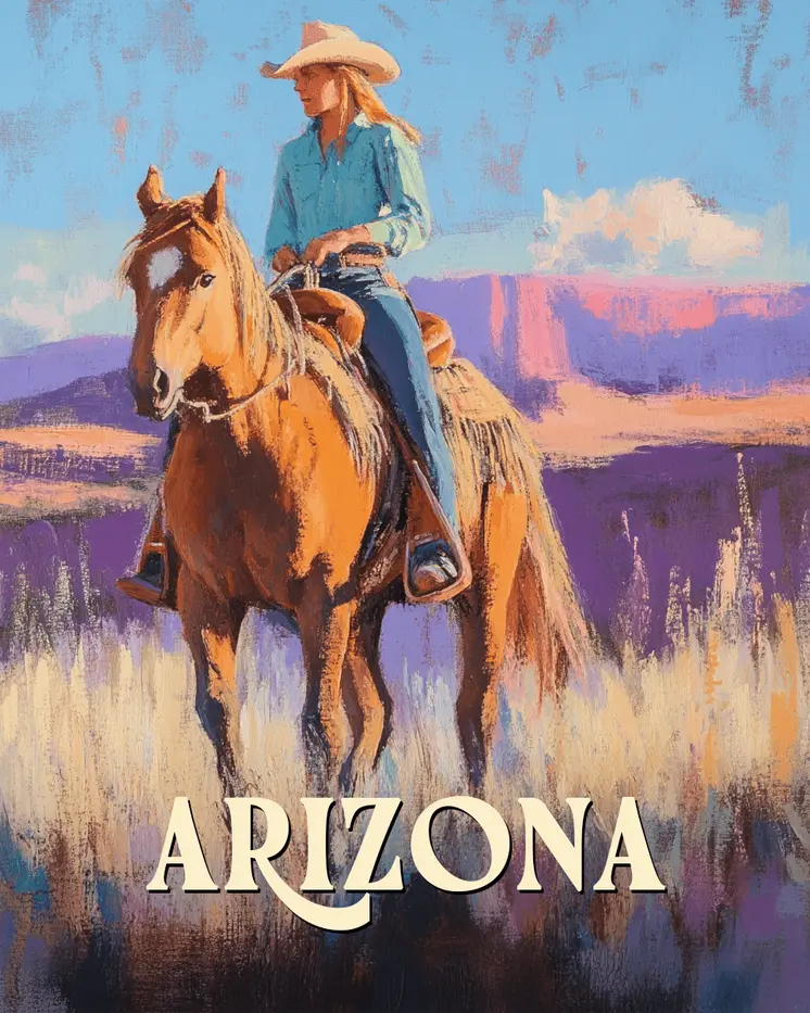 High Desert Cowgirl - Arizona Art Prints – 8″x10″ Artwork for 11″x14″ Frame
