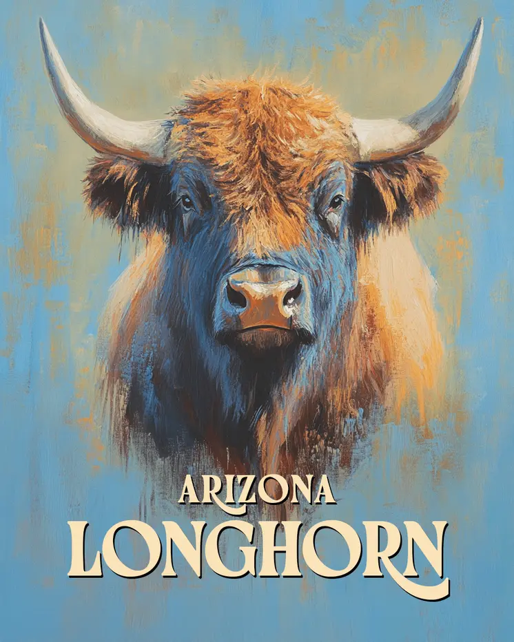 Arizona Longhorn - Southwestern Art Prints – 8″x10″ Artwork for 11″x14″ Frame