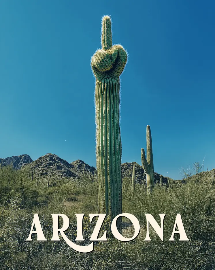 Saguaro Giving the Finger - Arizona Art Prints – 8″x10″ Artwork for 11″x14″ Frame