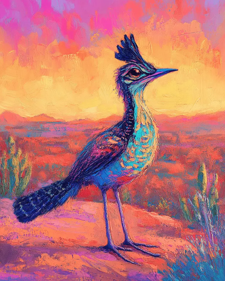 Roadrunner at Sunset - Western and Southwestern Art Prints – 8″x10″ Artwork for 11″x14″ Frame