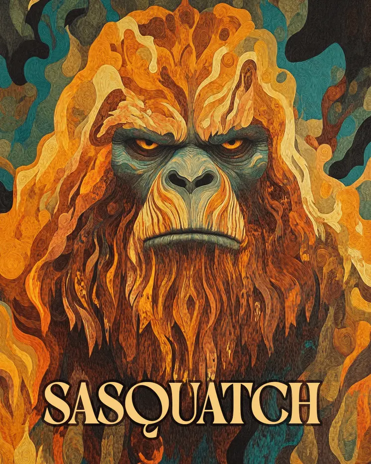 Nouveau Sasquatch - Bigfoot - Mythical Beasts Wall Art Prints – 8″x10″ Artwork for 11″x14″ Frame