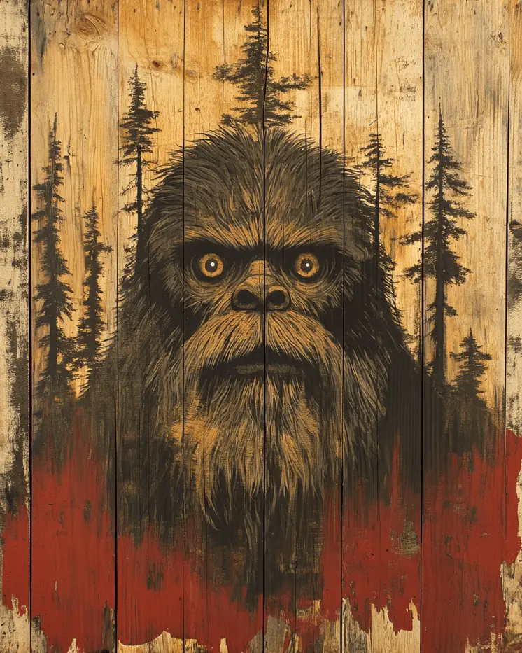 Folk Art Sasquatch - Bigfoot - Mythical Beasts Wall Art Prints – 8″x10″ Artwork for 11″x14″ Frame