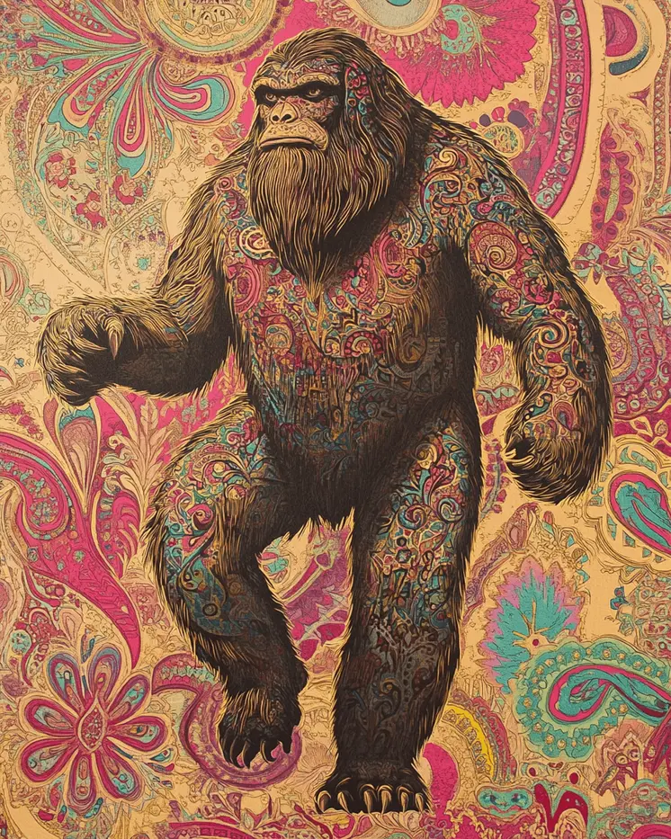 BOHO Dancing Sasquatch - Bigfoot - Mythical Beasts Wall Art Prints – 8″x10″ Artwork for 11″x14″ Frame
