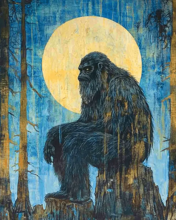 Sasquatch Thinker - Bigfoot - Mythical Beasts Wall Art Prints – 8″x10″ Artwork for 11″x14″ Frame