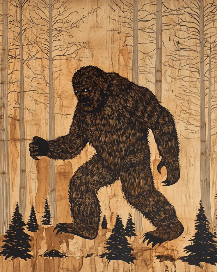 Rustic Sasquatch - Bigfoot - Mythical Beasts Wall Art Prints – 8″x10″ Artwork for 11″x14″ Frame