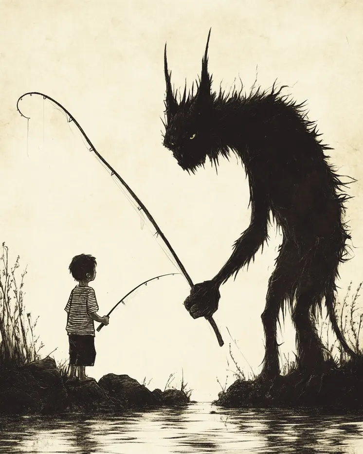 Chupacabra Fishing - Mythical Beasts Wall Art Prints – 8″x10″ Artwork for 11″x14″ Frame