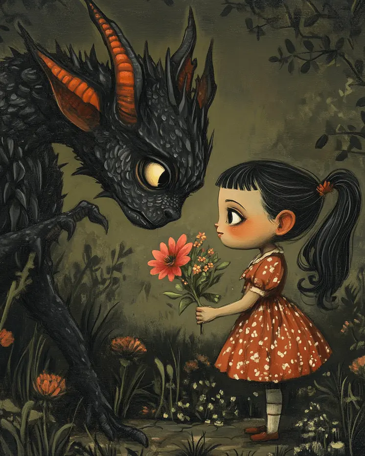 Bouquet for Chupacabra - Mythical Beasts Wall Art Prints – 8″x10″ Artwork for 11″x14″ Frame
