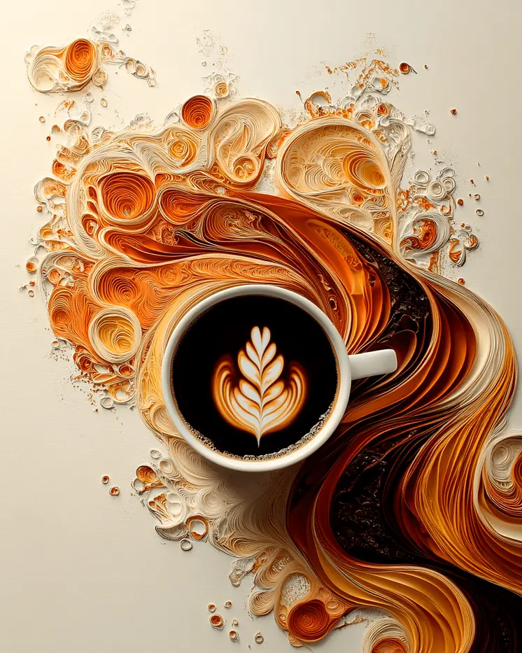 Flowing Cup - Coffee Wall Art Prints - 8"x10" Art Print for 11"x14" Frame