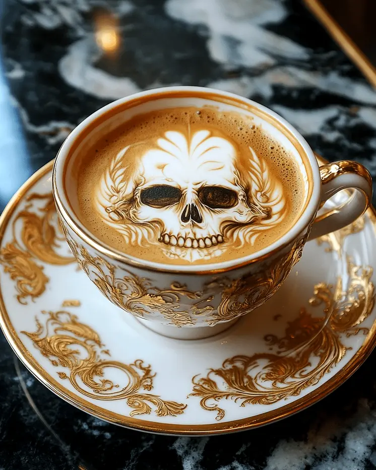 Skull Cup - Coffee Wall Art Prints - 8"x10" Art Print for 11"x14" Frame