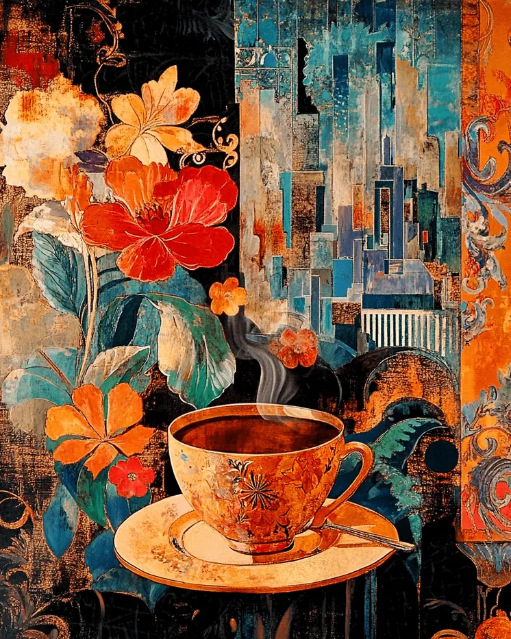 Impressionist Cup - Coffee Wall Art Prints - 8"x10" Art Print for 11"x14" Frame