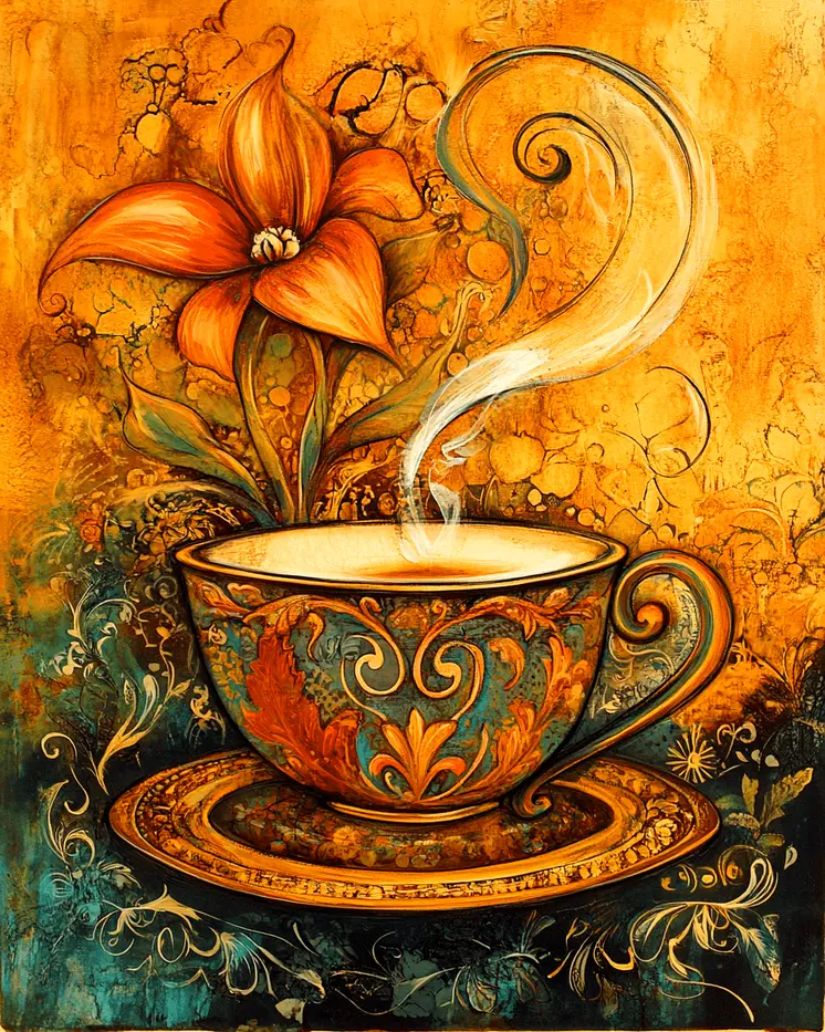 BOHO Cup - Coffee Wall Art Prints - 8"x10" Art Print for 11"x14" Frame