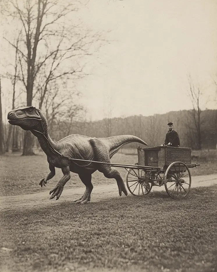 Horseless Carriage - Cryptid Dinosaur Wall Art Prints - 8"x10" Art Print for 11"x14" Frame