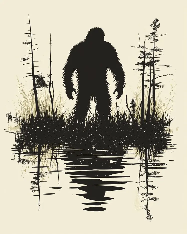 Minimalist Fouke Monster - Mythical Beasts Wall Art Prints – 8″x10″ Artwork for 11″x14″ Frame