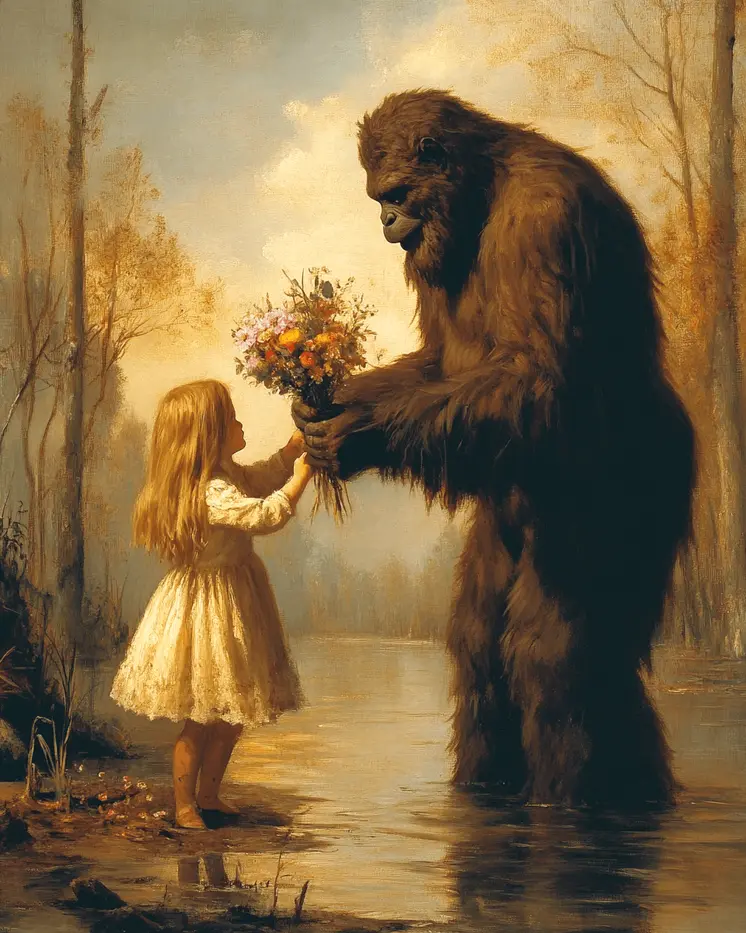 Flowers for Fouke Monster - Mythical Beasts Wall Art Prints – 8″x10″ Artwork for 11″x14″ Frame