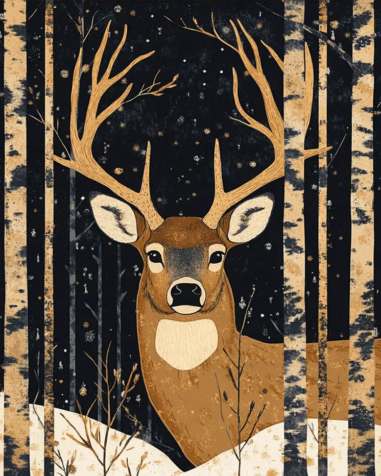 Buck Deer Painting - North Woods Souvenir Wall Art Prints – 8″x10″ Artwork for 11″x14″ Frame