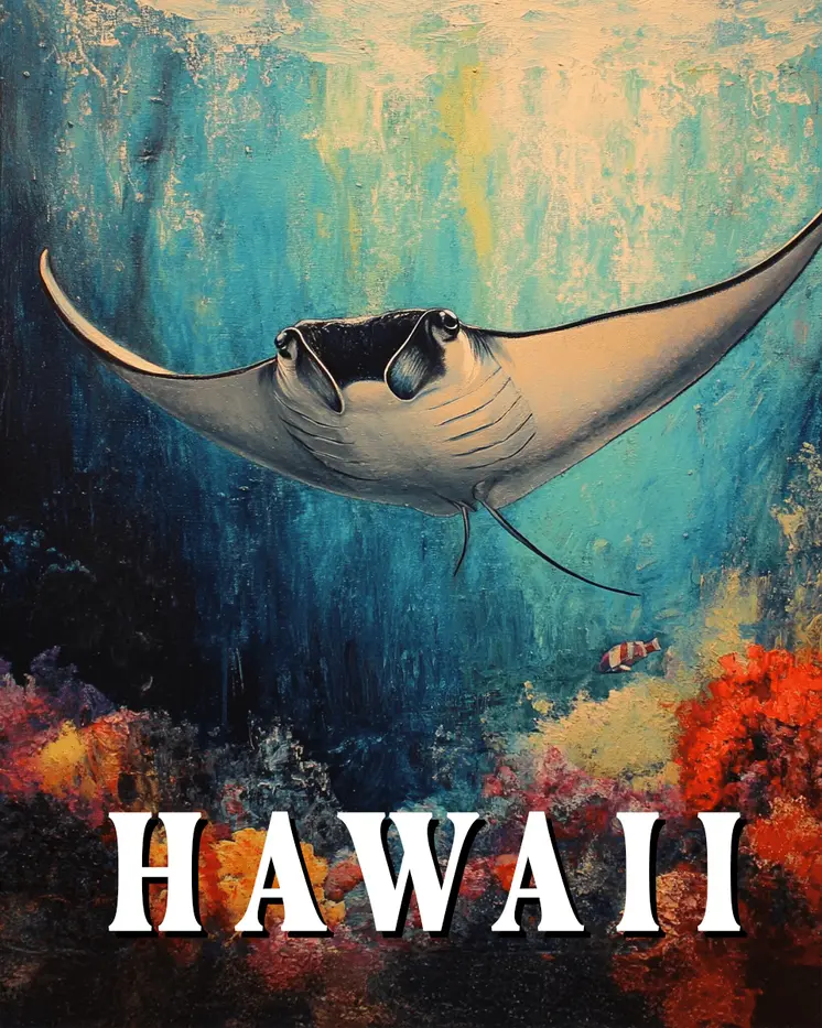 Manta Ray - Hawaii Souvenir Wall Art Prints – 8″x10″ Artwork for 11″x14″ Frame