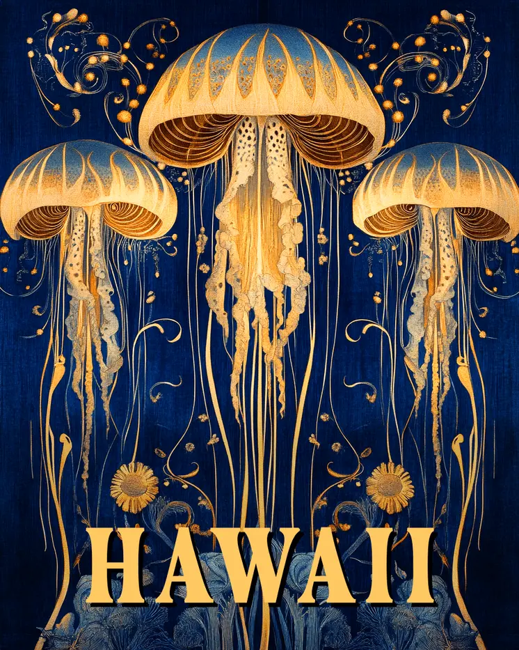 Jellyfish - Hawaii Souvenir Wall Art Prints – 8″x10″ Artwork for 11″x14″ Frame