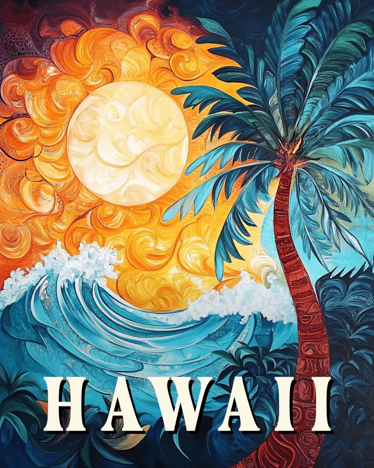 Abstract Sunset - Hawaii Souvenir Wall Art Prints – 8″x10″ Artwork for 11″x14″ Frame