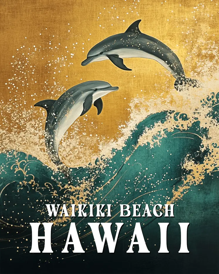 Jumping Dolphins - Hawaii Souvenir Wall Art Prints – 8″x10″ Artwork for 11″x14″ Frame