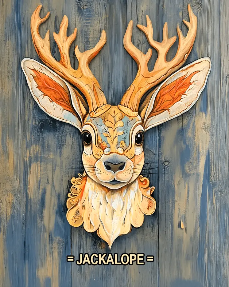 Jackalope Plaque - Mythical Beasts Wall Art Prints – 8″x10″ Artwork for 11″x14″ Frame