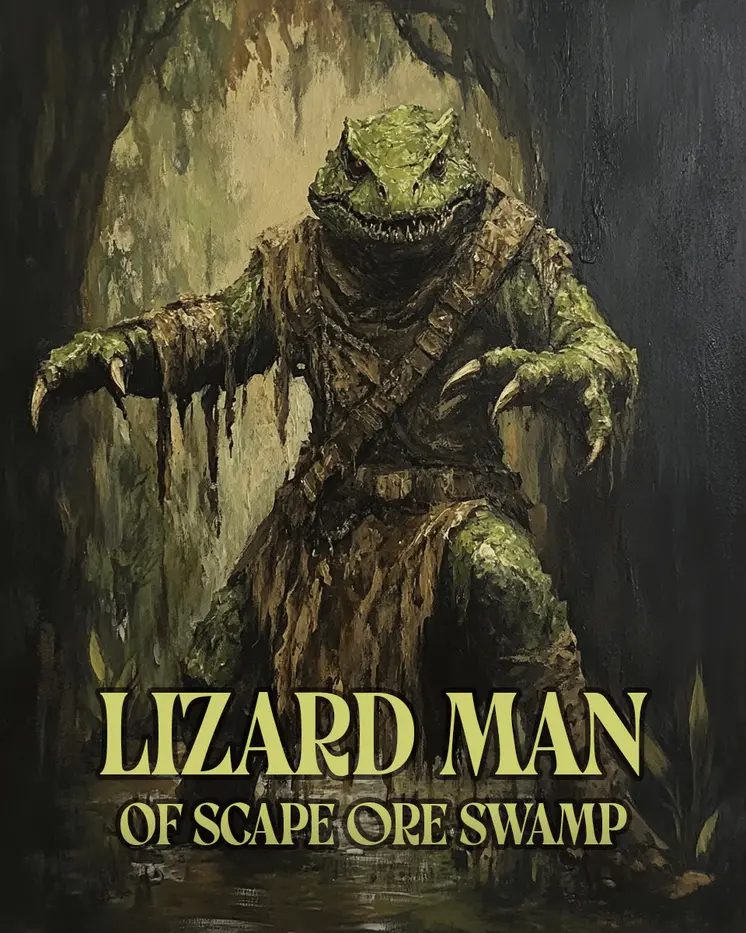 Lizard Man of Scape Ore Swamp - Mythical Beasts Wall Art Prints – 8″x10″ Artwork for 11″x14″ Frame