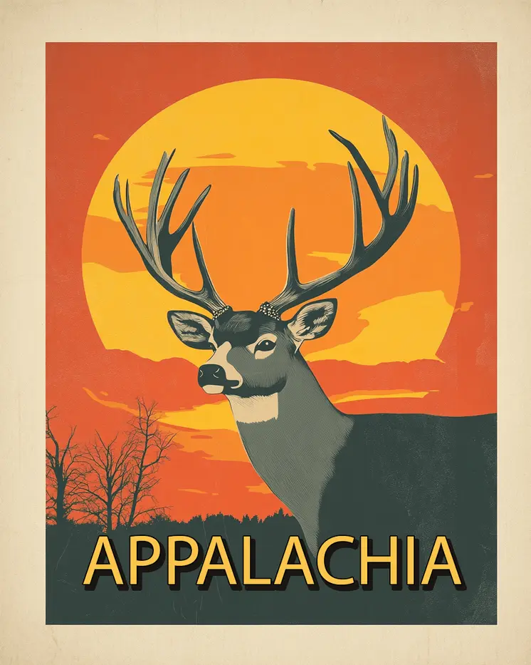 Big Buck Deer - Appalachia Souvenir Wall Art Prints – 8″x10″ Artwork for 11″x14″ Frame