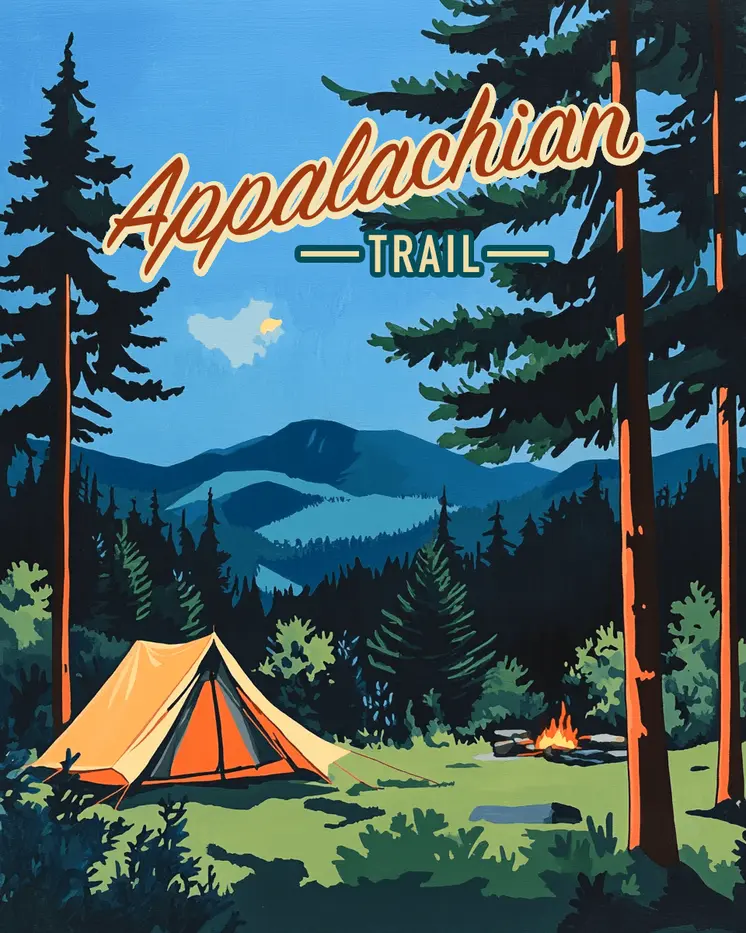 Pleasant Campsite - Appalachia Trail Souvenir Wall Art Prints – 8″x10″ Artwork for 11″x14″ Frame