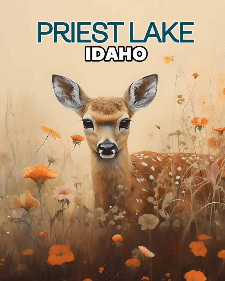Priest Lake Fawn - Idaho Souvenir Wall Art Prints – 8″x10″ Artwork for 11″x14″ Frame