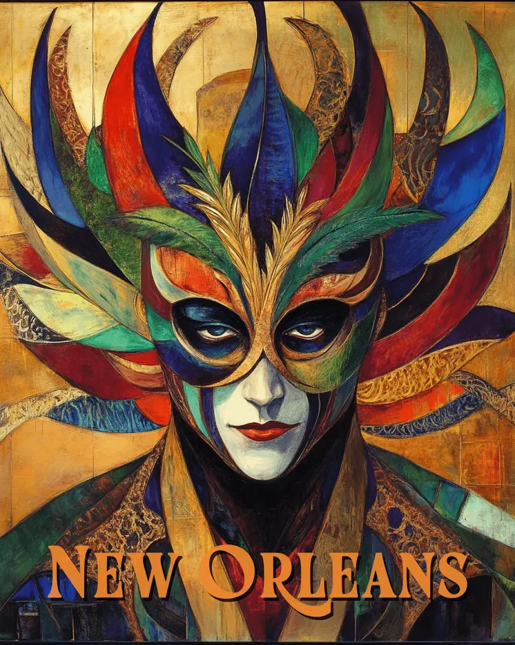 Mardi Gras Mask - New Orleans Souvenir Wall Art Prints – 8″x10″ Artwork for 11″x14″ Frame