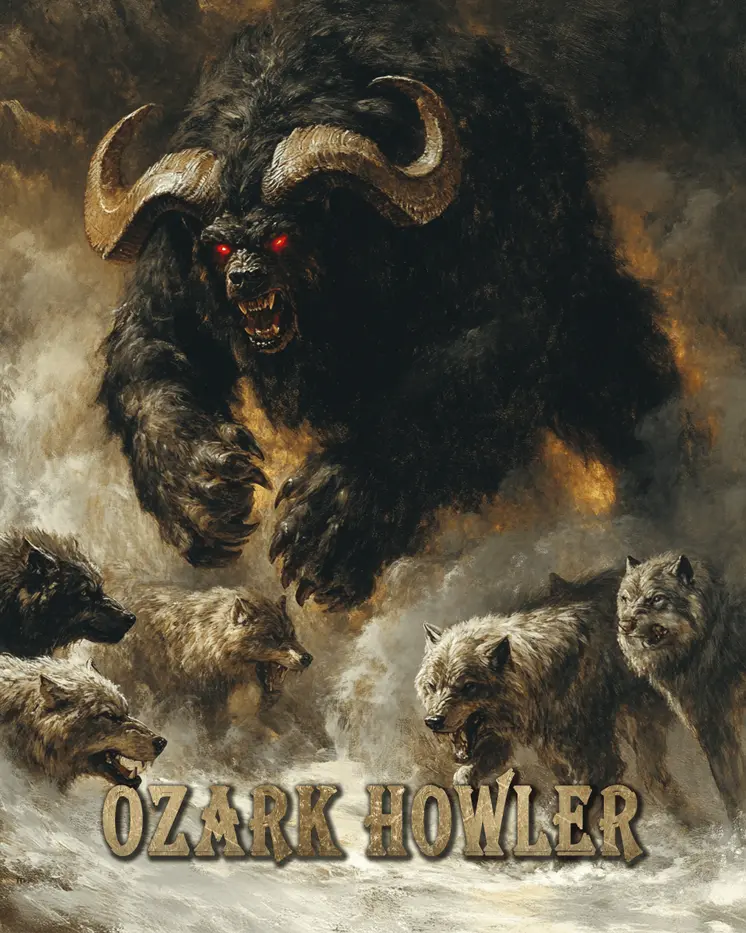 Ozark Howler Wolves Encounter Art - Mythical Beasts Wall Art Prints – 8″x10″ Artwork for 11″x14″ Frame