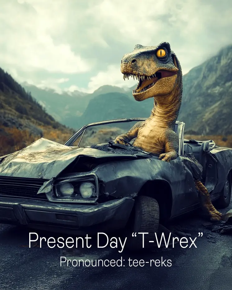 T-Wrex - Dinosaur Wall Art Prints - 8"x10" Art Print for 11"x14" Frame