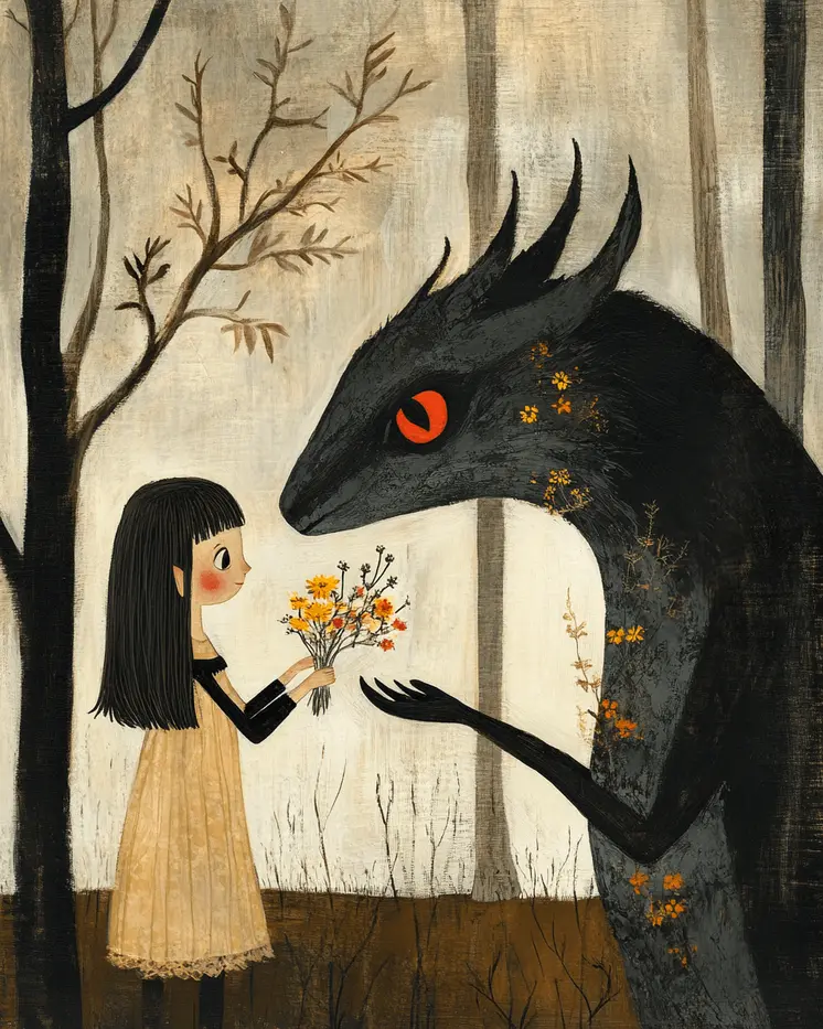 Flowers for Rougarou - Mythical Beasts Wall Art Prints – 8″x10″ Artwork for 11″x14″ Frame