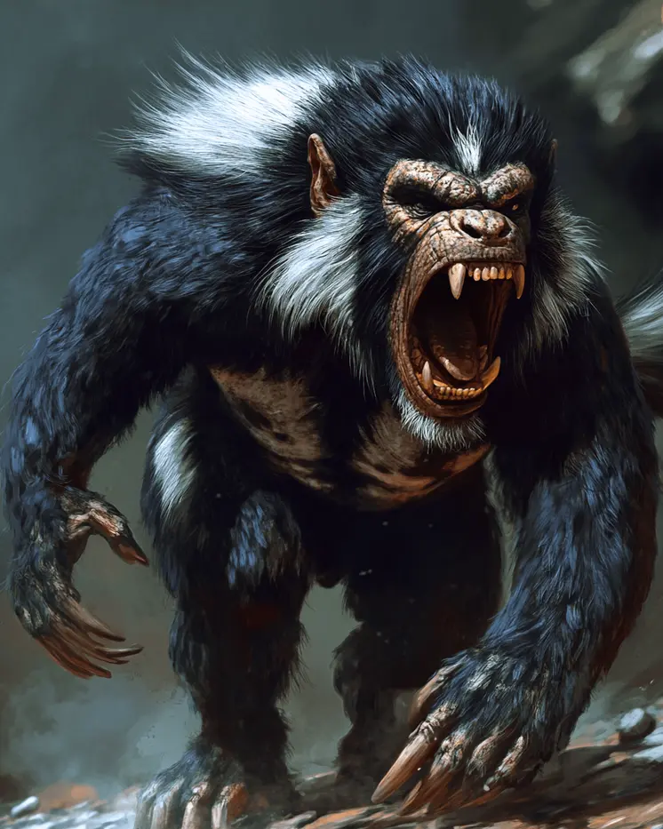 Rampaging Everglades Skunk Ape - Mythical Beasts Wall Art Prints – 8″x10″ Artwork for 11″x14″ Frame