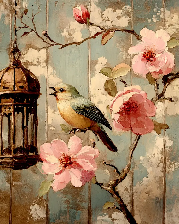 Songbird - Vintage Art Prints - 8"x10" Art Print for 11"x14" Frame