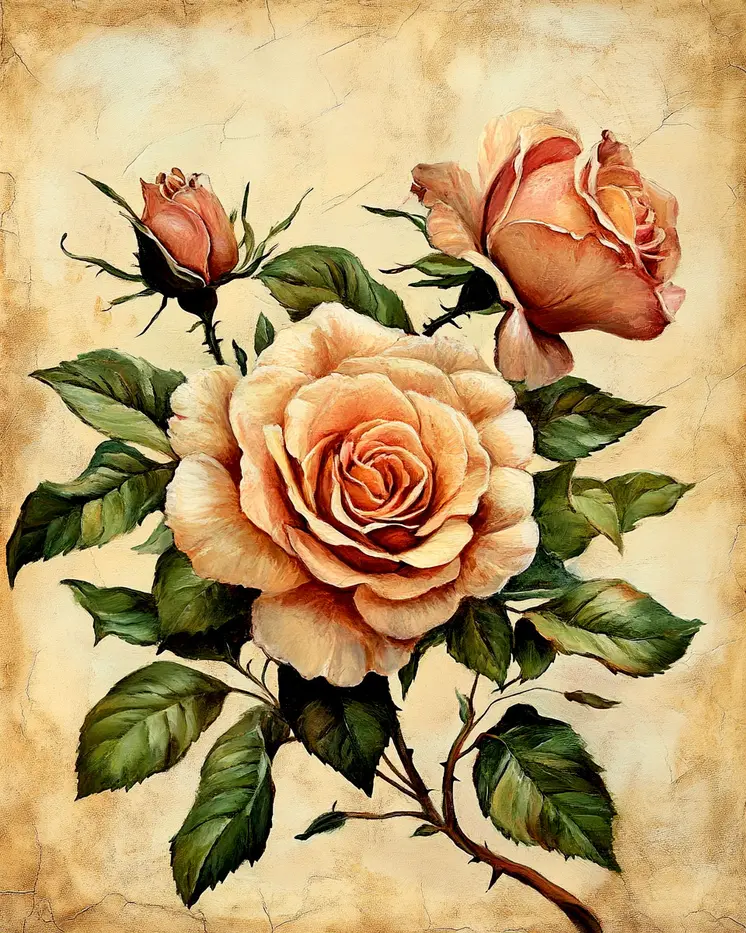 Heirloom Roses - Vintage Art Prints - 8"x10" Art Print for 11"x14" Frame