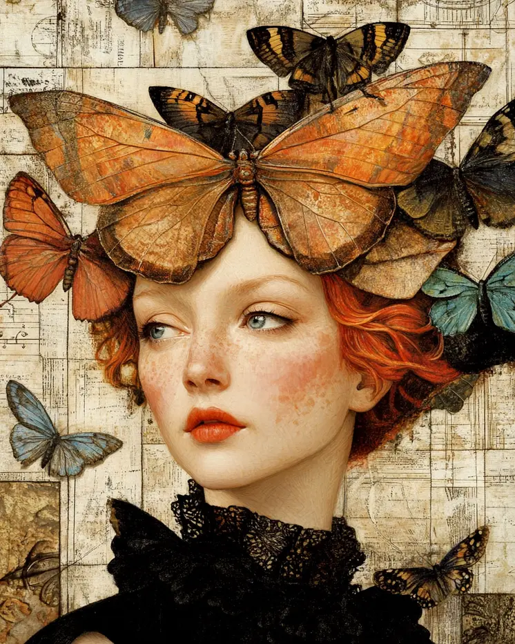 Butterfly Head - Vintage Art Prints - 8"x10" Art Print for 11"x14" Frame