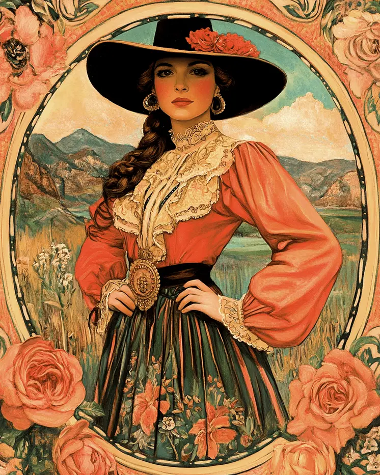 Desert Cowgirl High Fashion - Southwestern Home Decor Wall Art Prints – 8″x10″ Artwork for 11″x14″ Frame