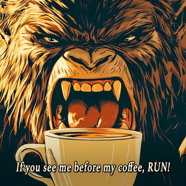 If you see me before my coffee... RUN! - Bigfoot Sasquatch Wall Art Prints – 8″x8″ Artwork for 12″x12″ Frame