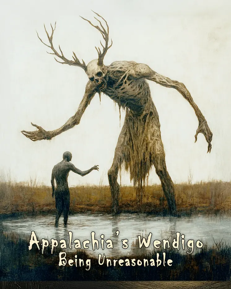 Wendigo Being Unreasonable - Cryptid Cryptozoology Wall Art Prints – 8″x10″ Artwork for 11″x14″ Frame