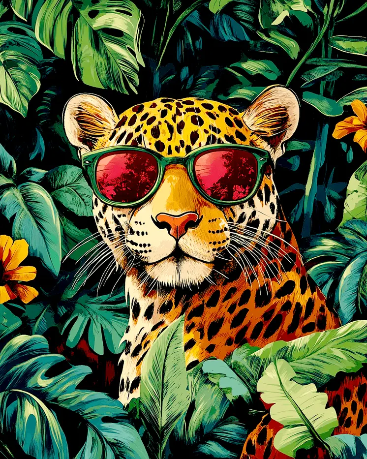 Hip Leopard - Anthropomorphic Animal Art Prints – 8″x10″ Artwork for 11″x14″ Frame