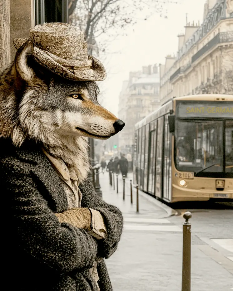 Wolf in the City - Anthropomorphic Animal Art Prints – 8″x10″ Artwork for 11″x14″ Frame