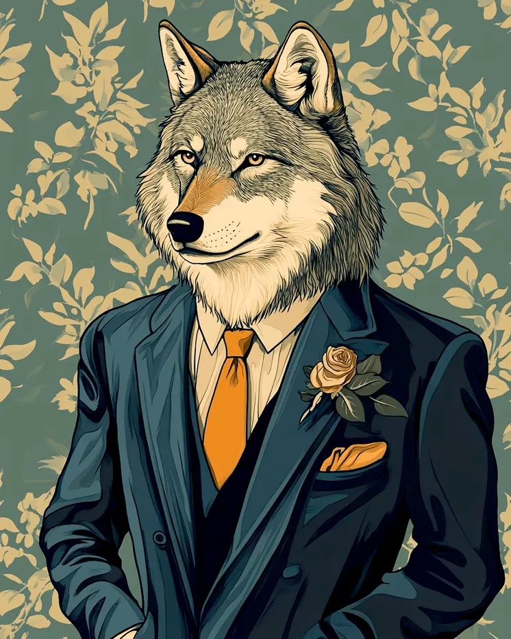 Wolf at Work - Anthropomorphic Animal Art Prints – 8″x10″ Artwork for 11″x14″ Frame