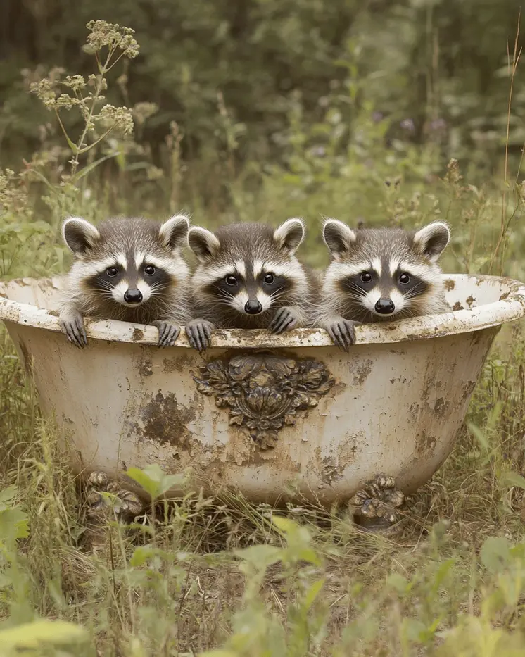 Raccoons in Bathtub - Bathroom Wall Art Prints – 8″x10″ Artwork for 11″x14″ Frame