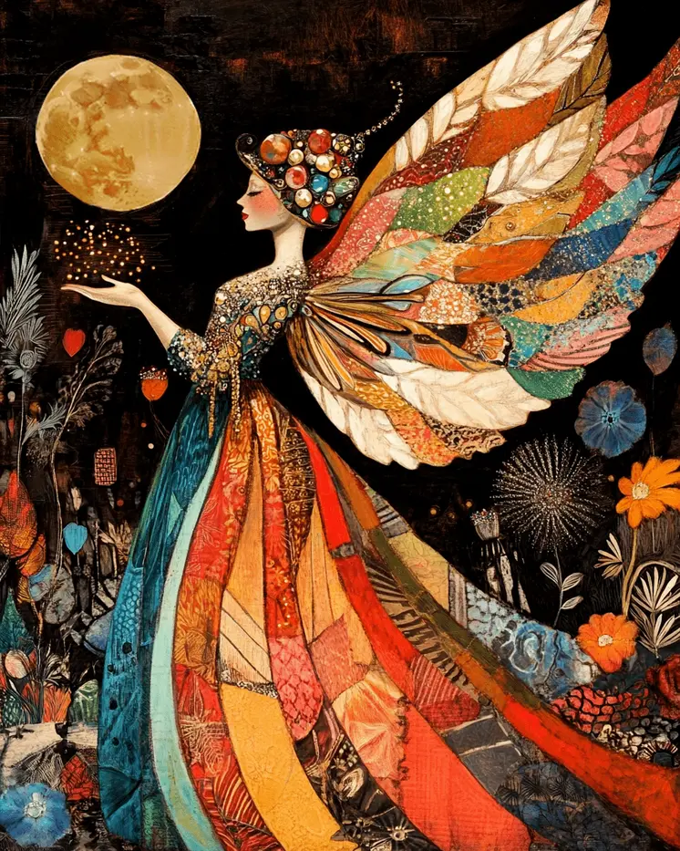 Midnight Fairy Magic - Fairies Wall Art Prints – 8″x10″ Artwork for 11″x14″ Frame