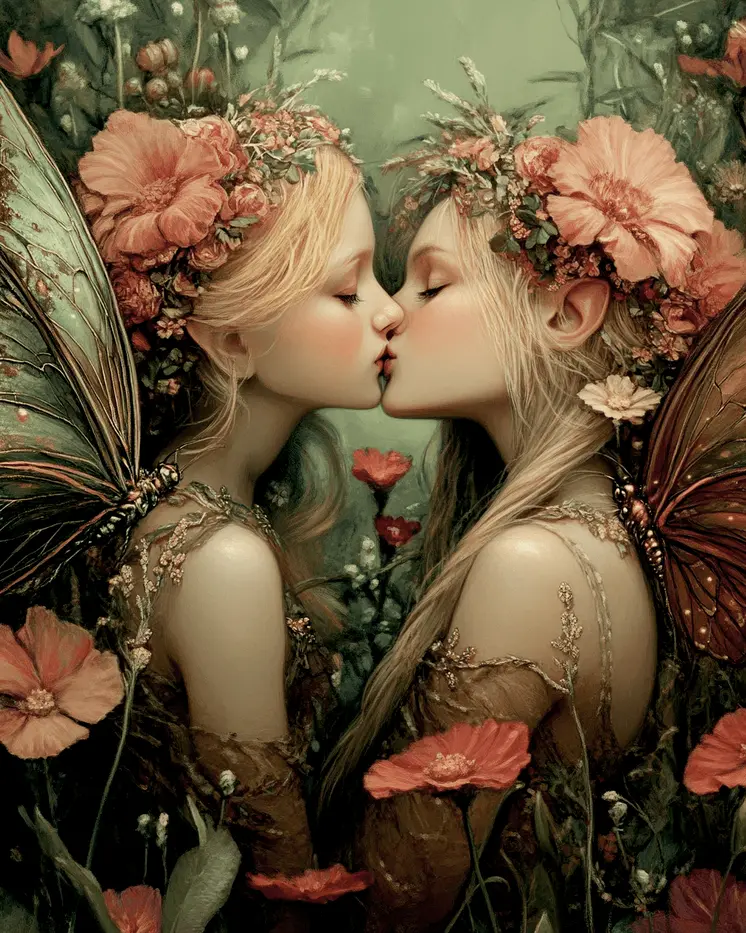 Fairy Love - Fairies Wall Art Prints – 8″x10″ Artwork for 11″x14″ Frame