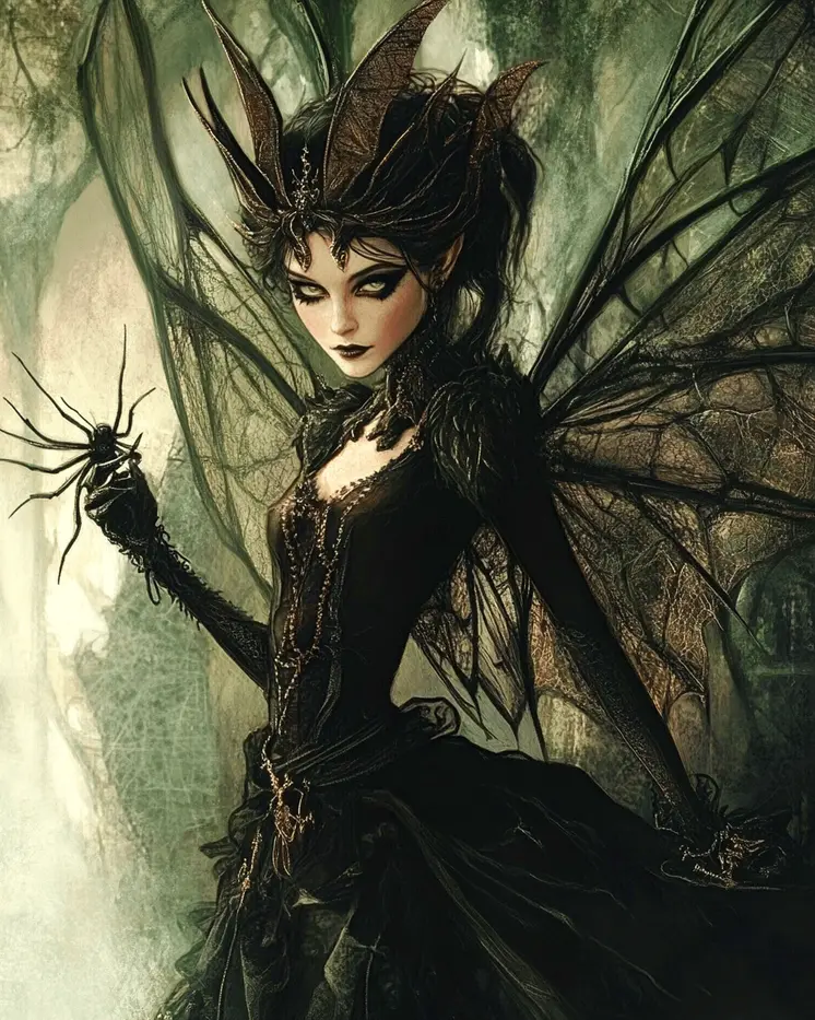 Spider Fairy - Fairies Wall Art Prints – 8″x10″ Artwork for 11″x14″ Frame