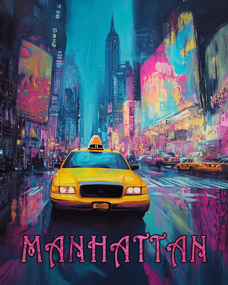 Psychedelic New York - NYC Manhattan Wall Art Prints – 8″x10″ Artwork for 11″x14″ Frame