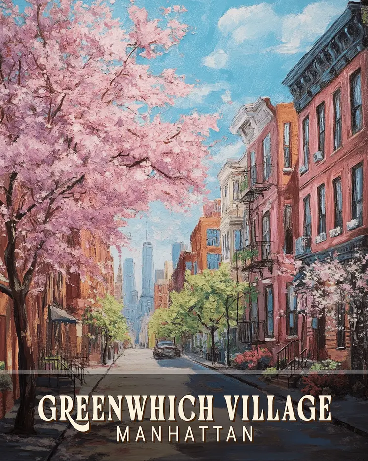 Greenwich Village - NYC Manhattan Wall Art Prints – 8″x10″ Artwork for 11″x14″ Frame