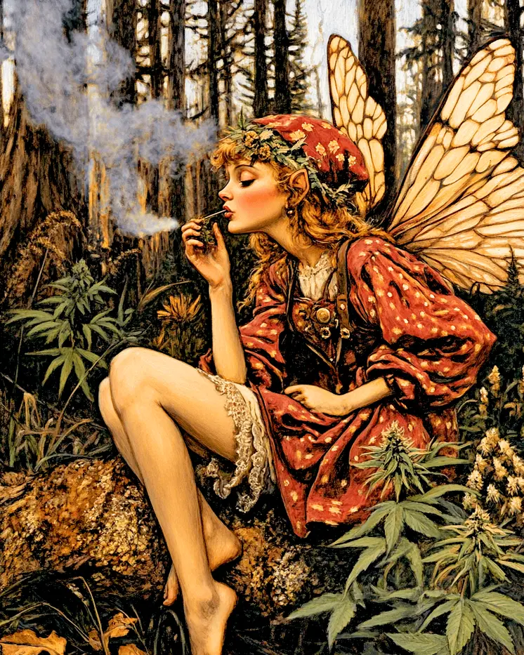 Marijuana Fairy Wall Art Prints – 8″x10″ Artwork for 11″x14″ Frame