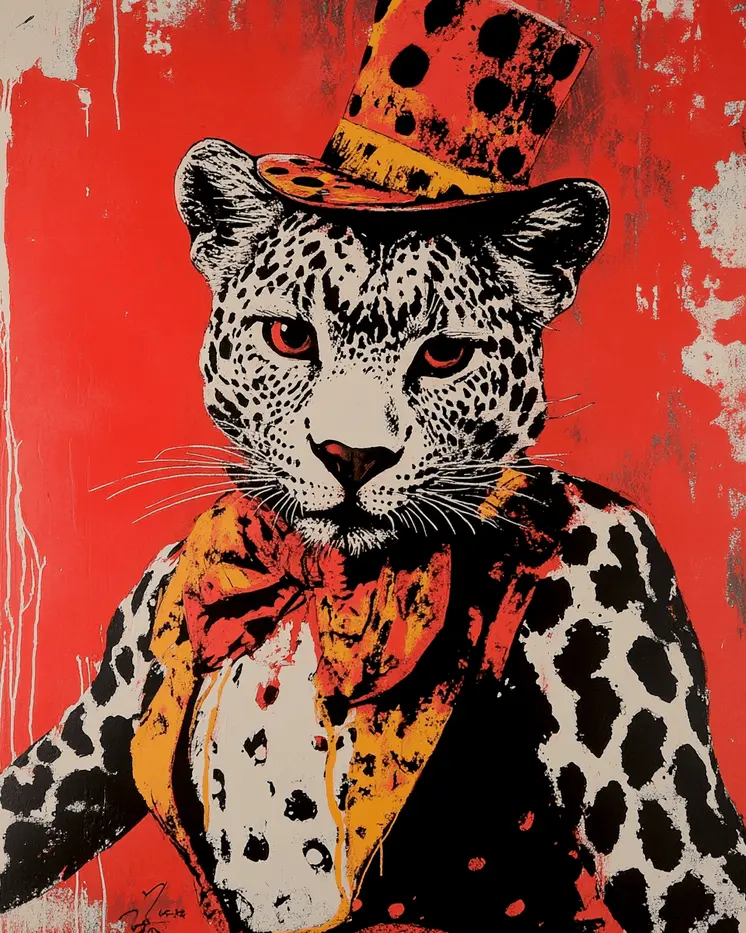 Pop Art Leopard I - Animal Circus Clowns Wall Art Prints – 8″x10″ Artwork for 11″x14″ Frame